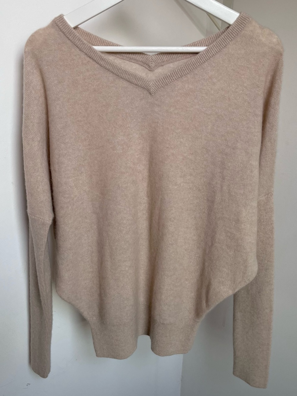 Maeve • XXS • 100% Cashmere V Neck Dolman Long Sleeve Tan Sweater